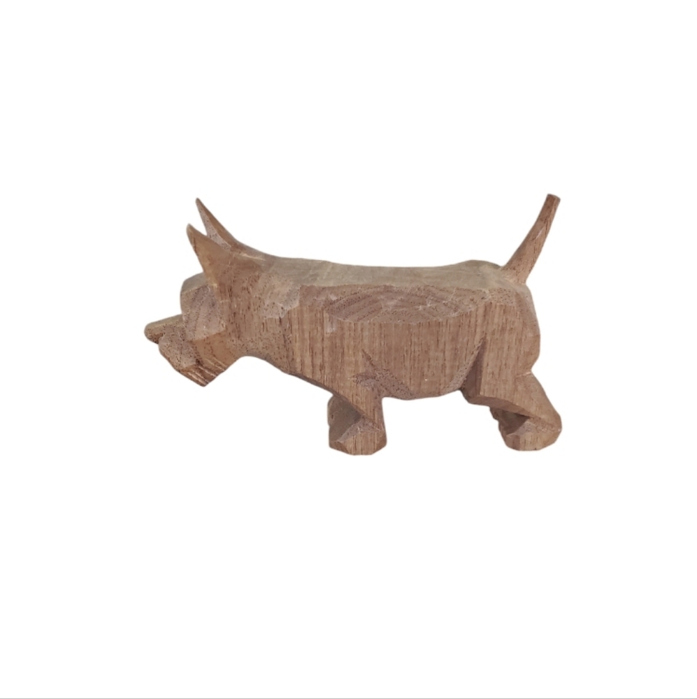 Primitive Wood Scottish Terrier Handcraved Detailed Set Of 3 MCM ~ Pre-Owned - Picture 5 of 16